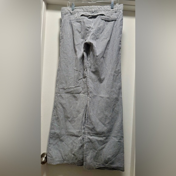 Authentic Chloé Wide Leg Seersucker Pants Blue White Striped Size T 40 - Picture 3 of 11